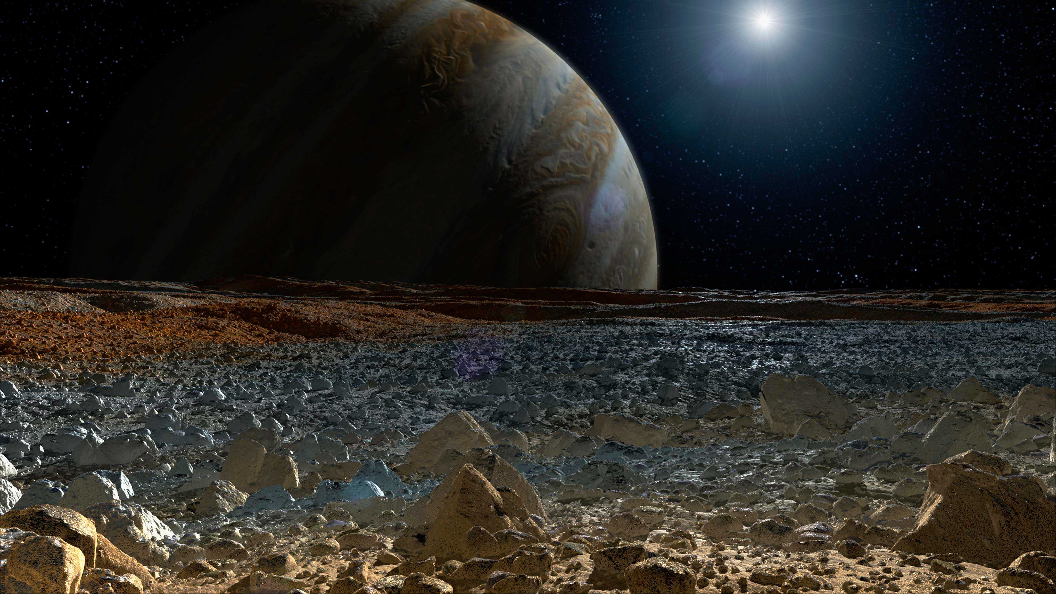 Ледяная «скорлупа» спутника Юпитера может быть мятой и дырявой, как ледяной щит Гренландии
