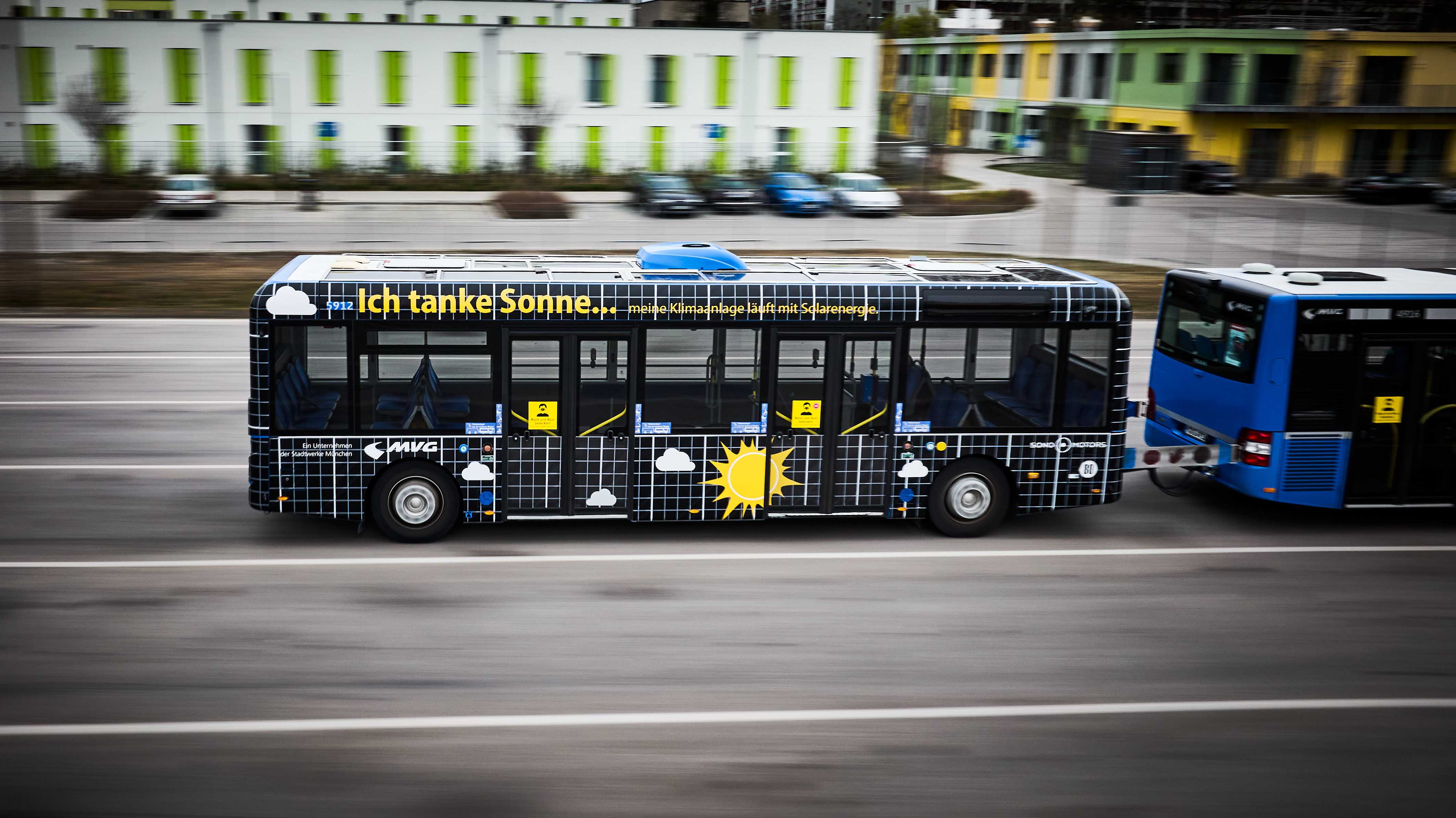 В Мюнхене протестирут автобусы с солнечными панелями на крыше компании Sono Motors