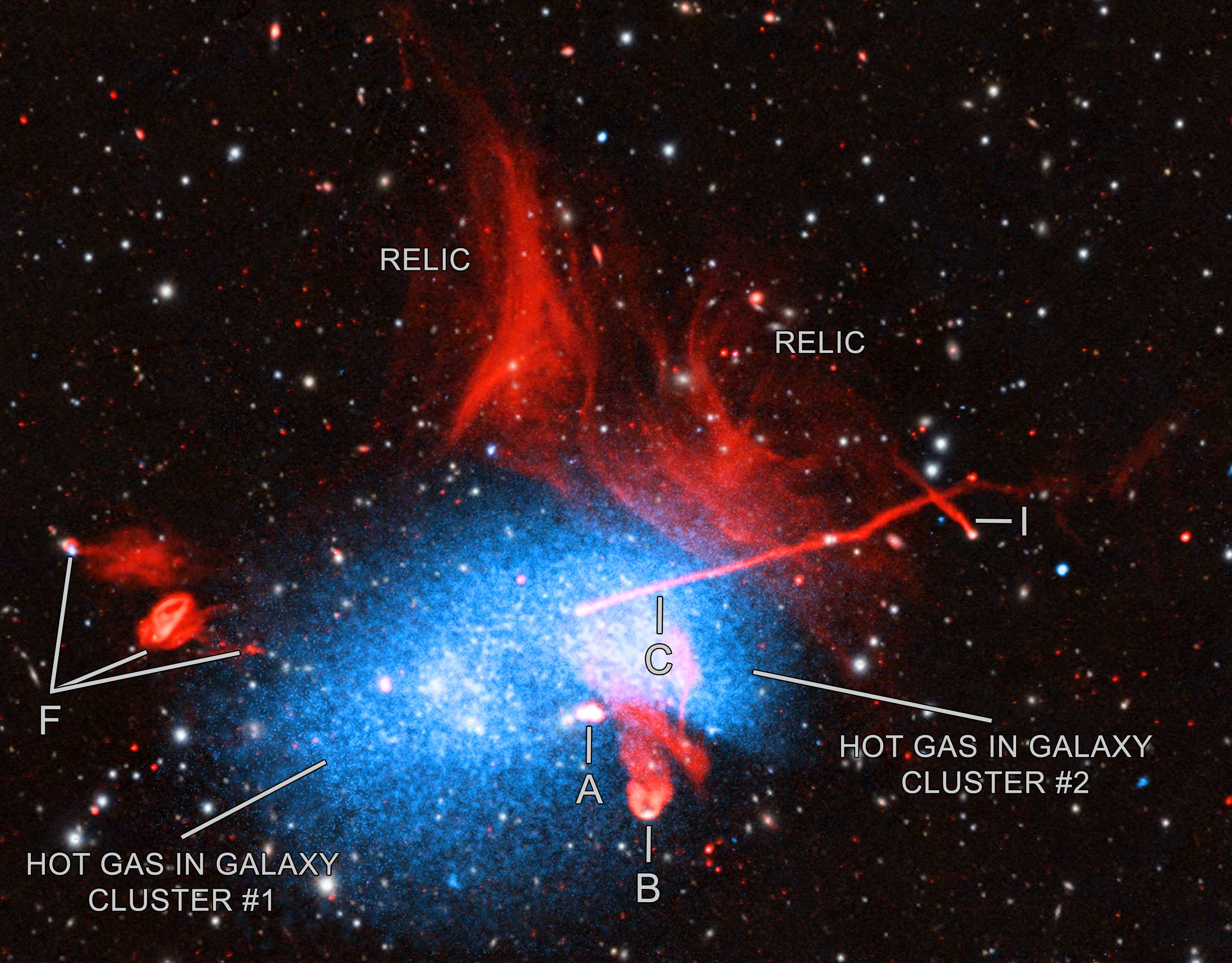 Телескопы запечатлели столкновение скопления галактик Abell 2256