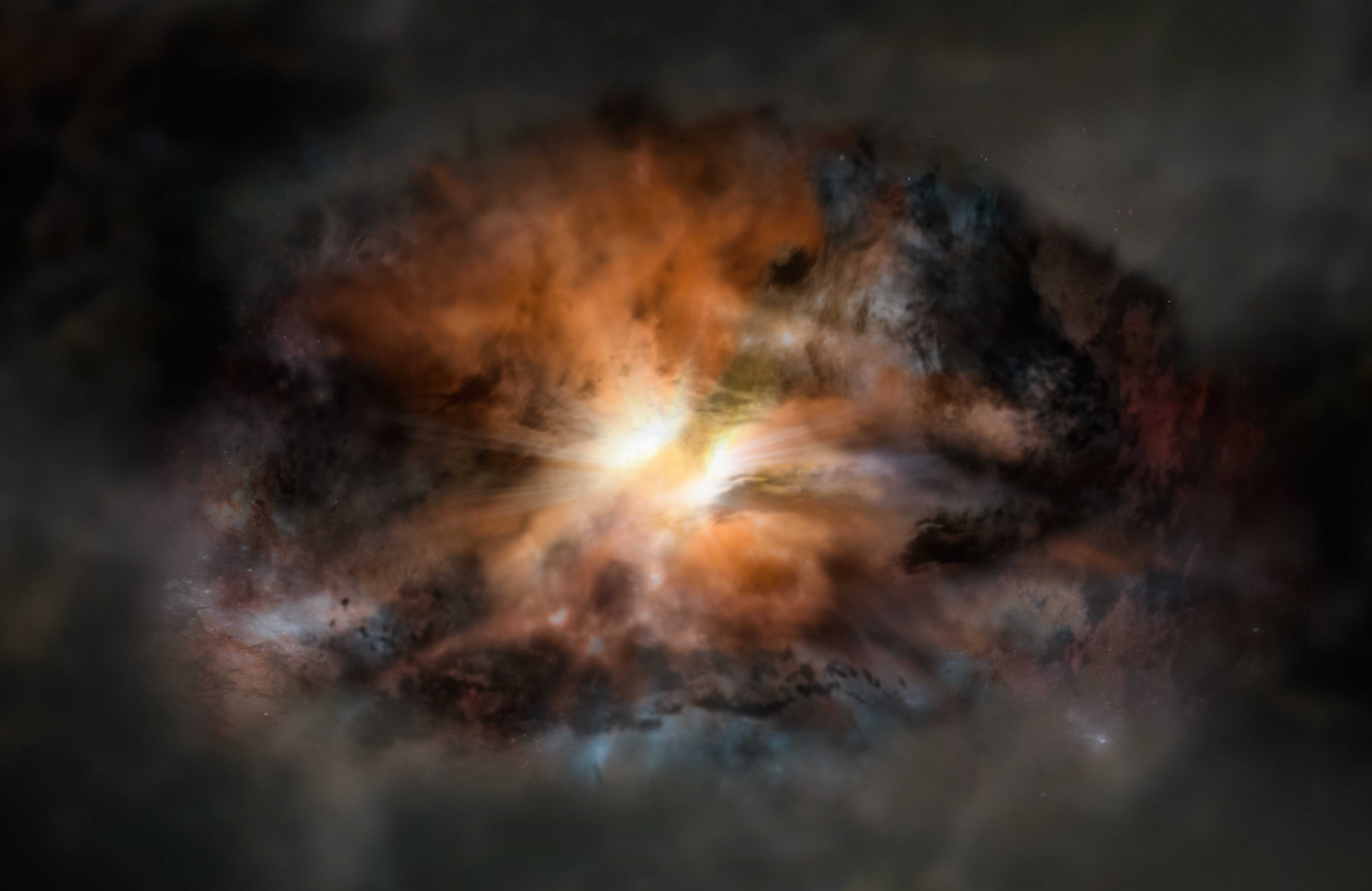 Астрономы нашли самый близкий квазар-«хотдог»