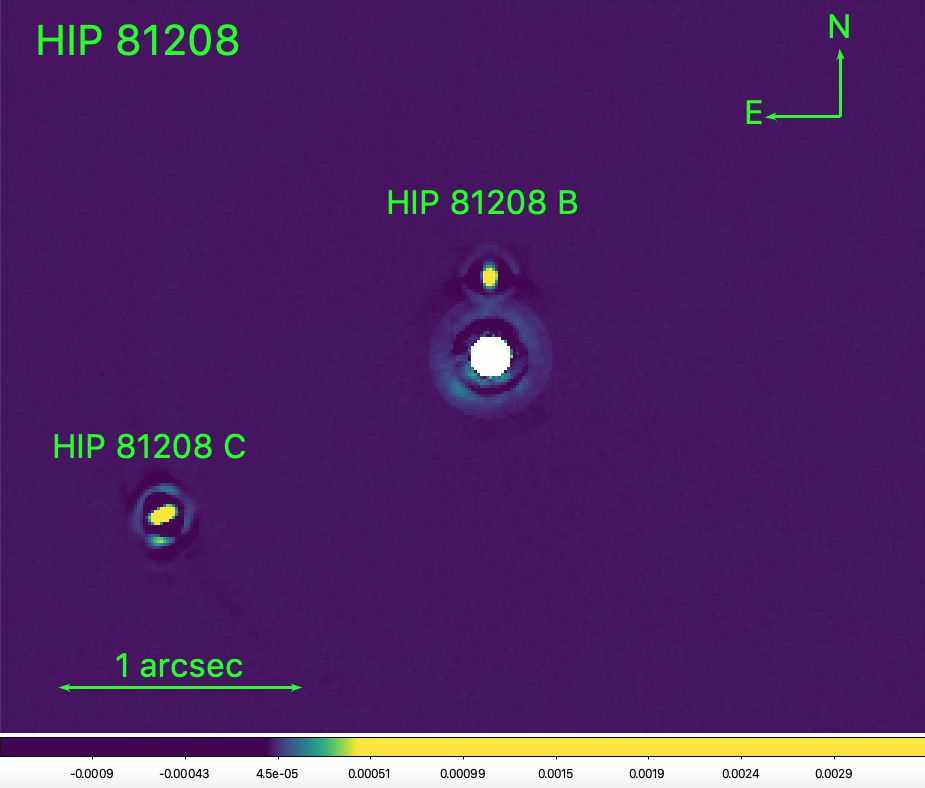 Астрономы нашли необычную тройную звездную систему HIP 81208 из двух звезд и коричневого карлика