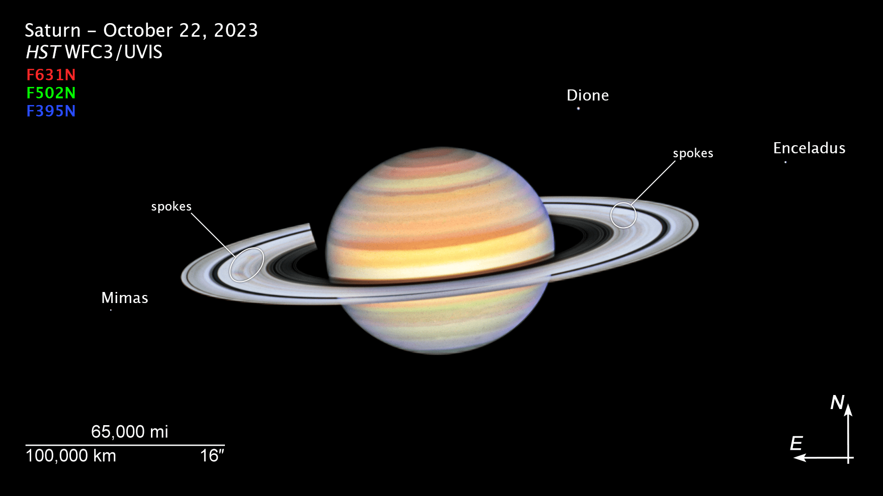 «Хаббл» заметил спицы в кольцах Сатурна