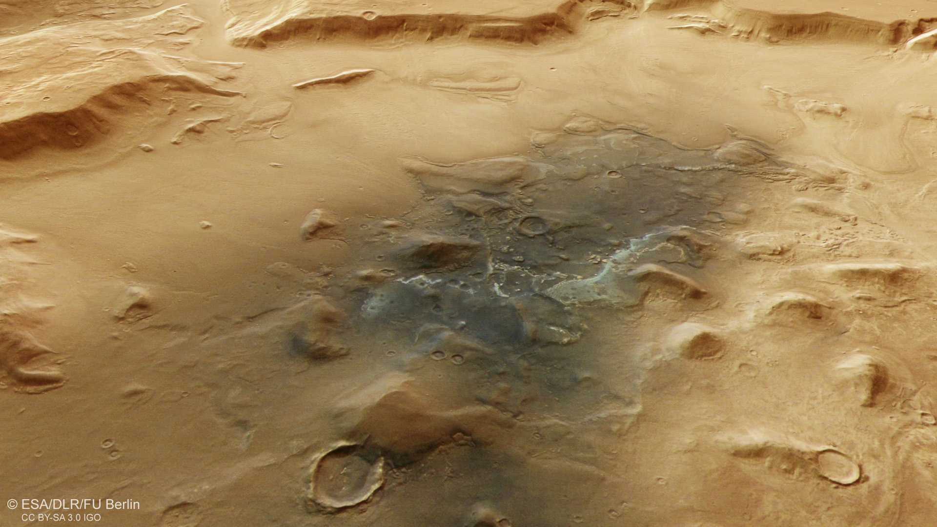 Mars Express рассмотрел один из крупнейших марсианских кратеров